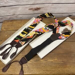 Hawaiian Floral Lei SUSPENDERS BRACES Black Tie Event Formal Tuxedo Men's Wear